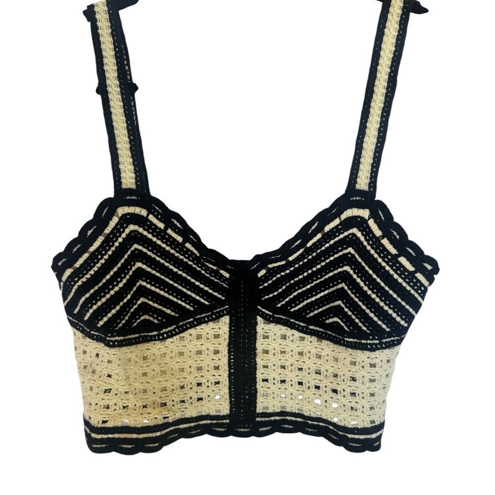 Jason Wu Black and Cream Crochet Top